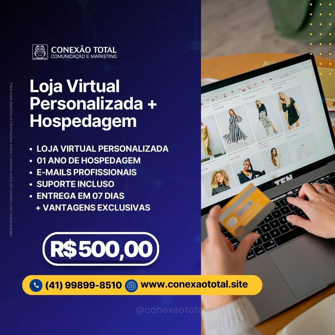 Loja Virtual personalizada com hospedagem
