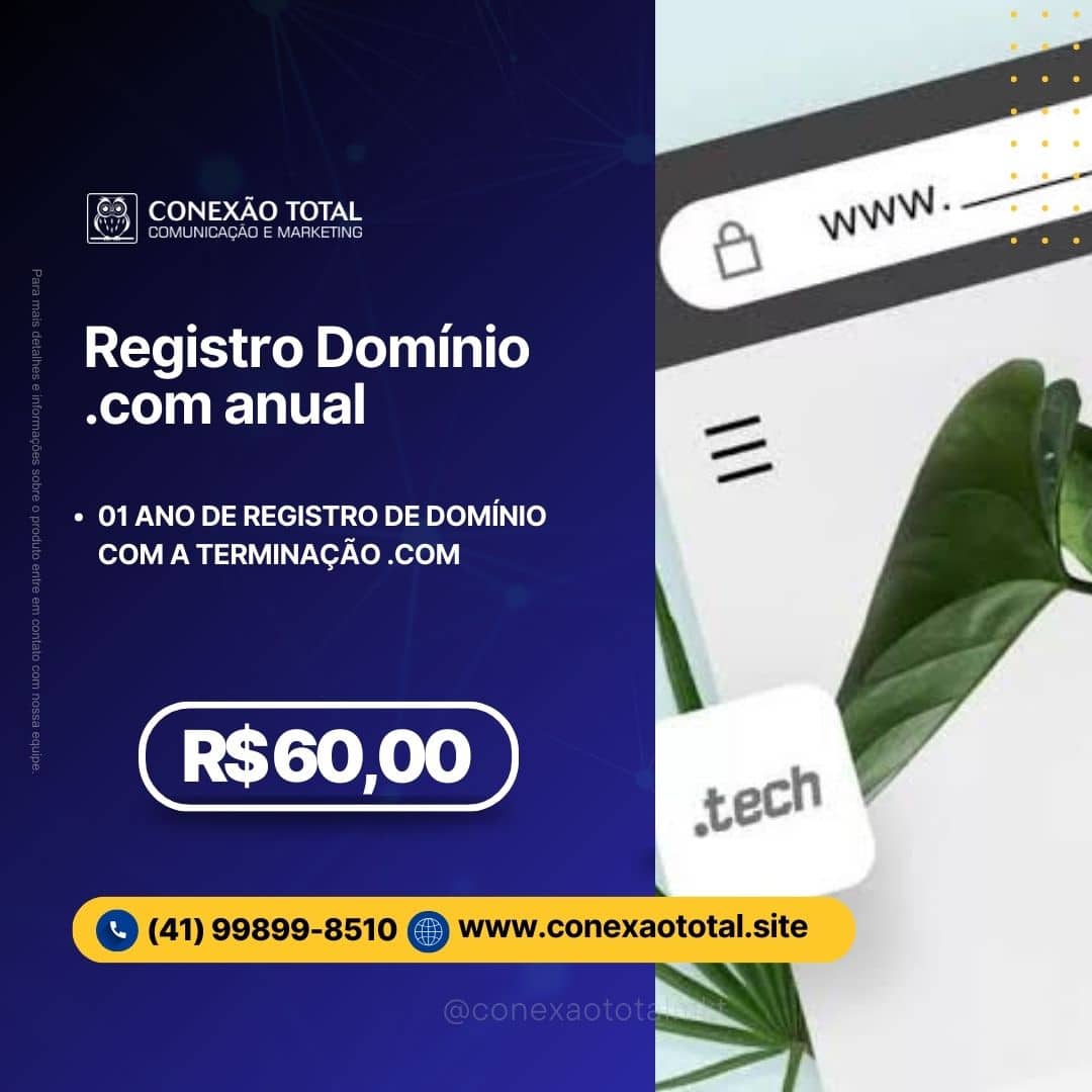 Registro Domínio .com anual