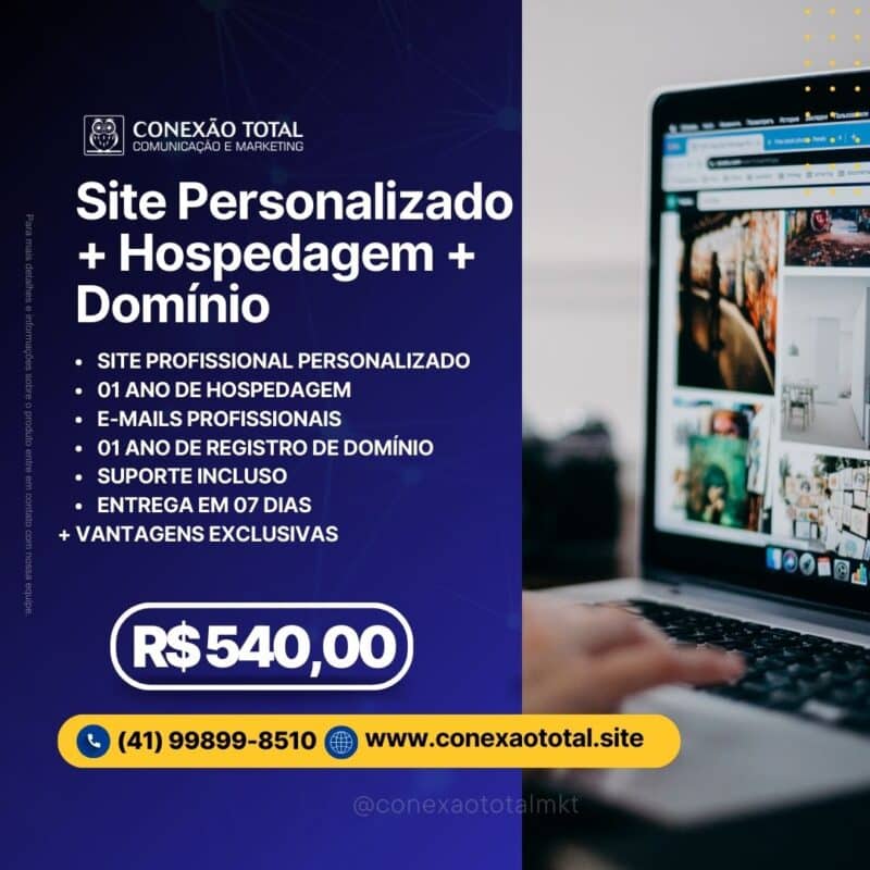 Site personalizado com hospedagem e domínio