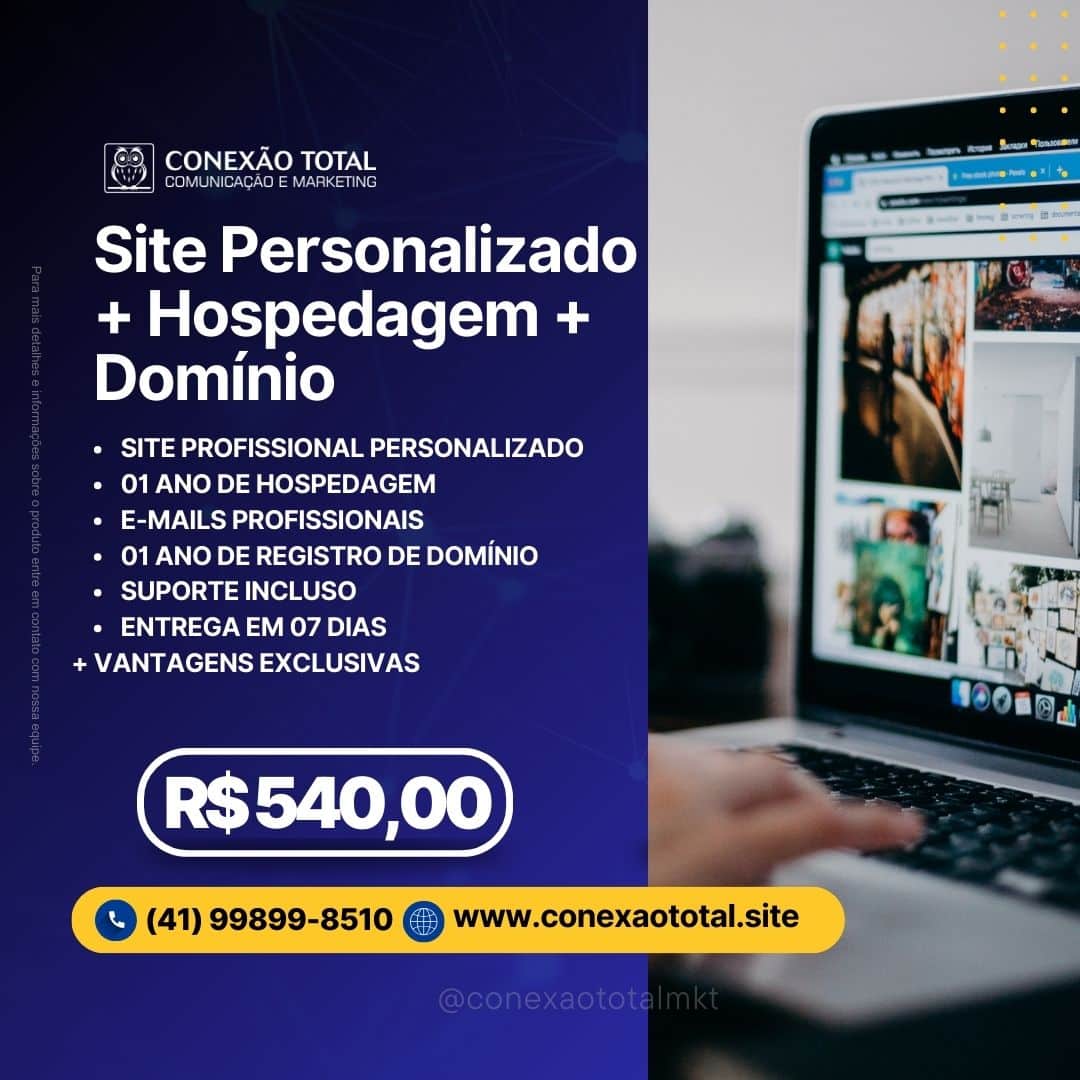 Site personalizado com hospedagem e domínio